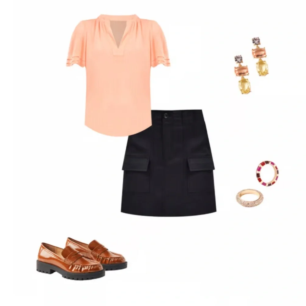 Loft Ann Taylor Black Cargo Skirt Sz 0 - Picture 6 of 9